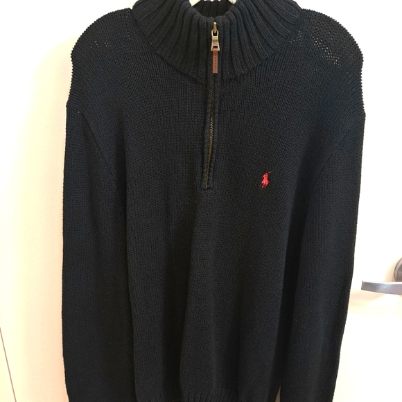 Mens Black Polo by Ralph Lauren Pullover 1/2 Zip Knit Sweater  Size XL - Picture 4 of 11
